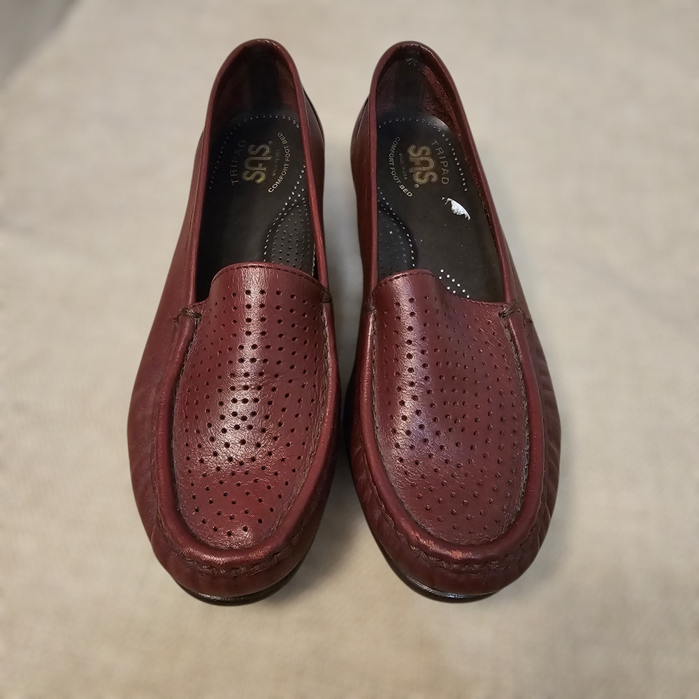 SAS Deep Red Slip-On Loafers